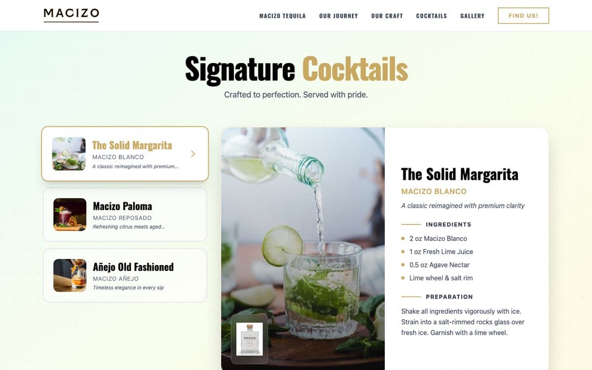 Macizo signature cocktail recipes
