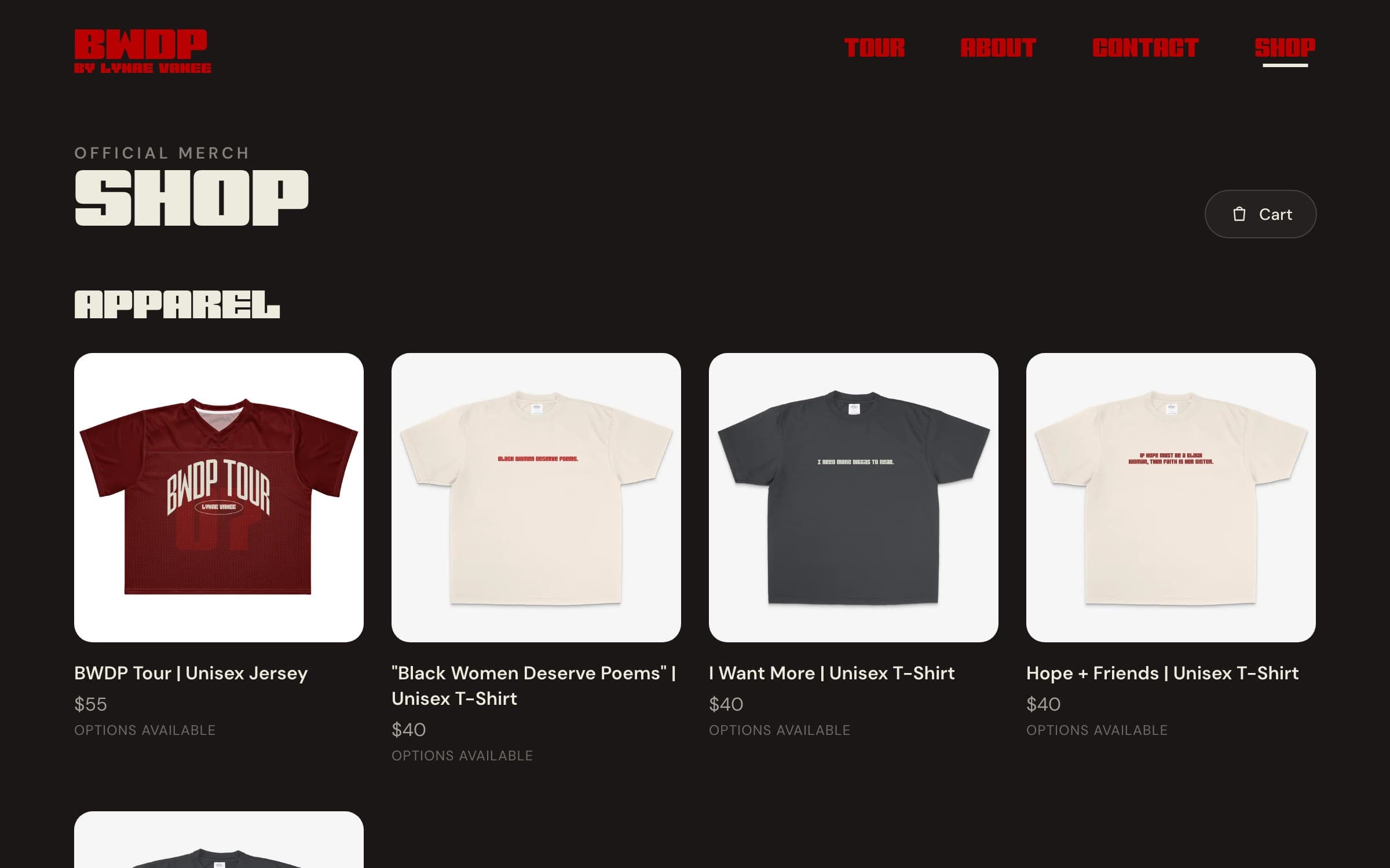 The Black Women Deserve Poems storefront, apparel and posters