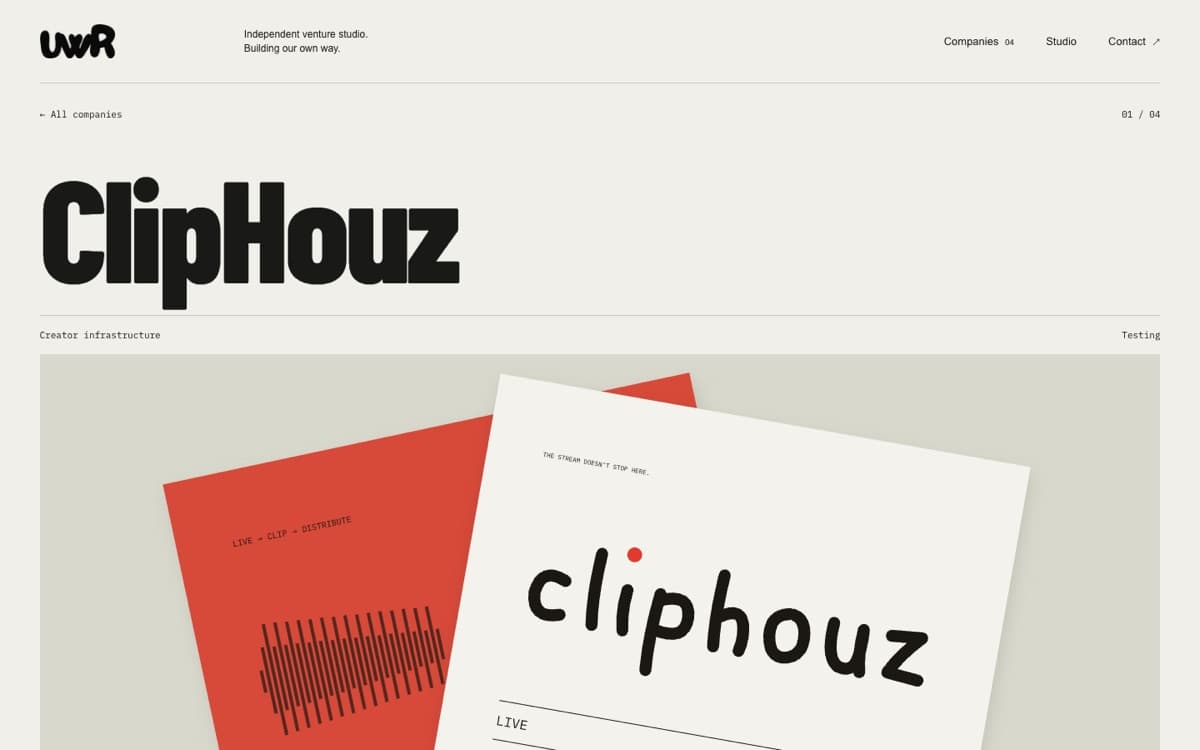 The ClipHouz company page on the UWR site